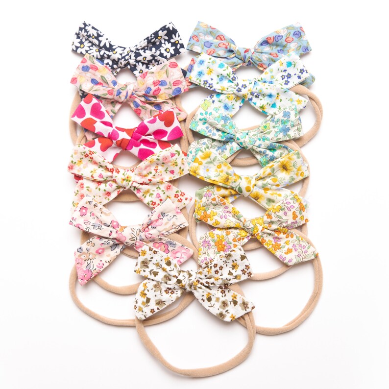 Floral & Prints MINI XS Bows Nylon Headband -  11 Prints