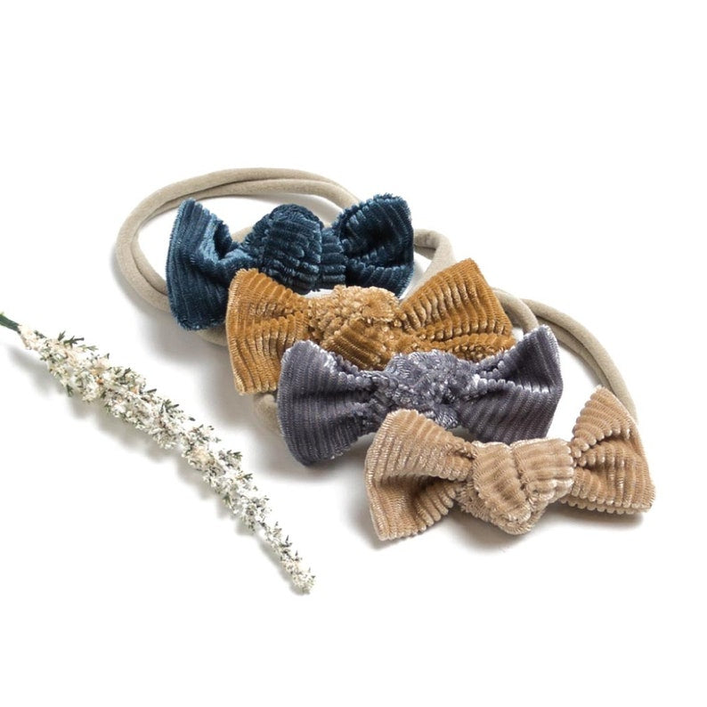 ZOEY Top KNOT Velvet Corduroy Baby Bow Headbands 15 Colors