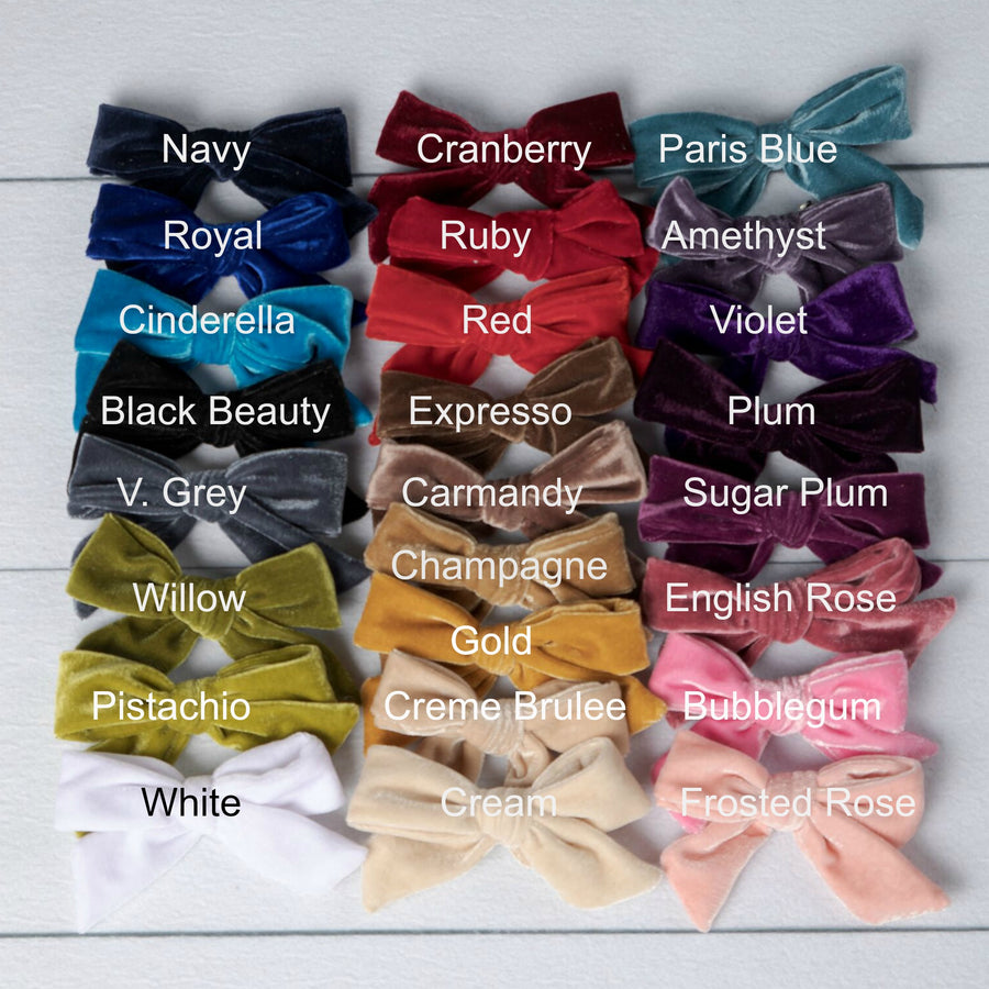 Luxe Velvet 5" Bow on Skinny Nylon Headband - 25 Colors